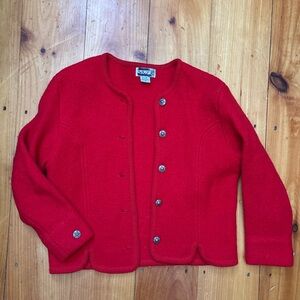 Vintage Red Wool Cardigan Sweater